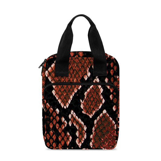 Brick Red Python Snakeskin Print Bible Tote Bag