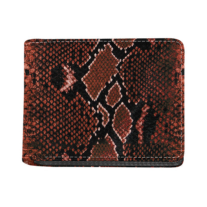 Brick Red Python Snakeskin Print Bifold Wallet