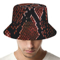 Brick Red Python Snakeskin Print Bucket Hat