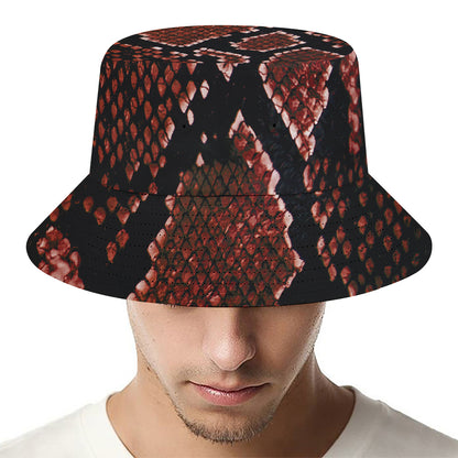 Brick Red Python Snakeskin Print Bucket Hat