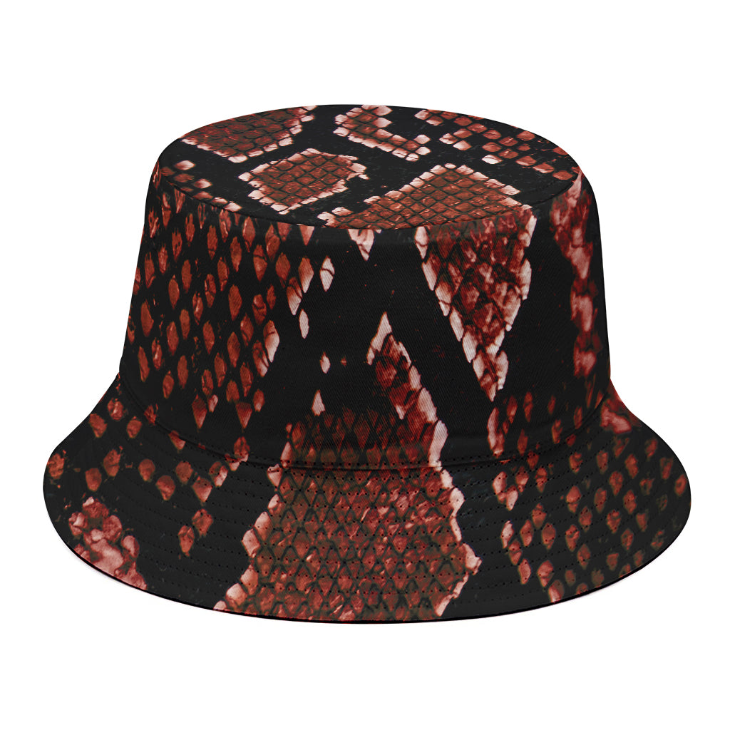 Brick Red Python Snakeskin Print Bucket Hat