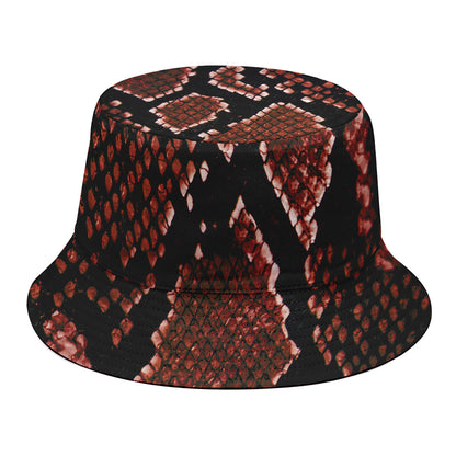 Brick Red Python Snakeskin Print Bucket Hat