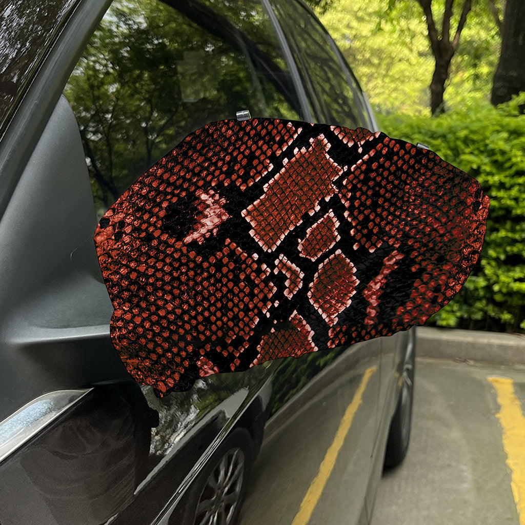 Brick Red Python Snakeskin Print Car Side Mirror Covers