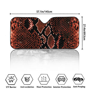 Brick Red Python Snakeskin Print Car Windshield Sun Shade