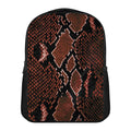 Brick Red Python Snakeskin Print Casual Backpack