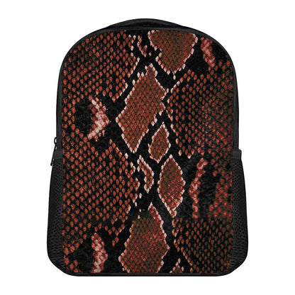 Brick Red Python Snakeskin Print Casual Backpack