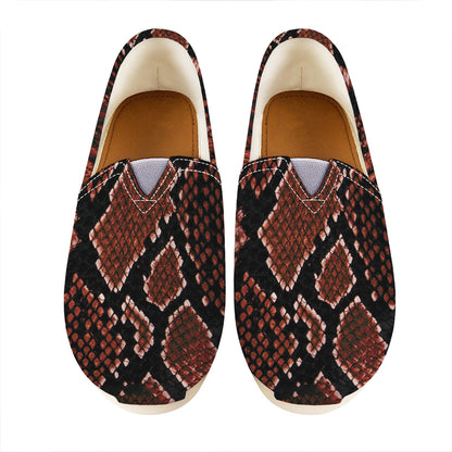 Brick Red Python Snakeskin Print Casual Shoes