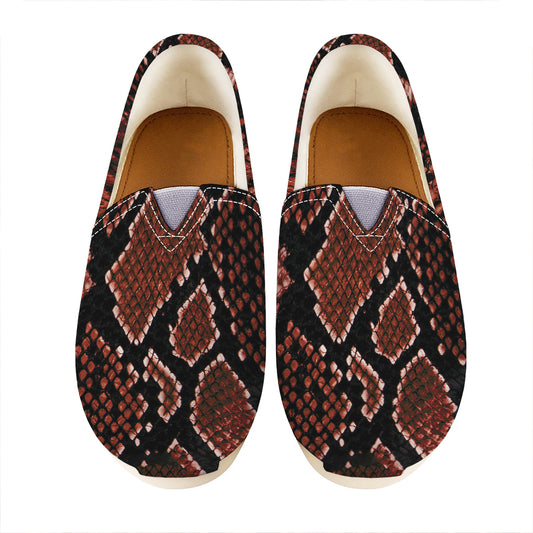 Brick Red Python Snakeskin Print Casual Shoes