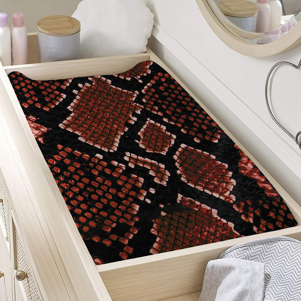 Brick Red Python Snakeskin Print Changing Pad Cover