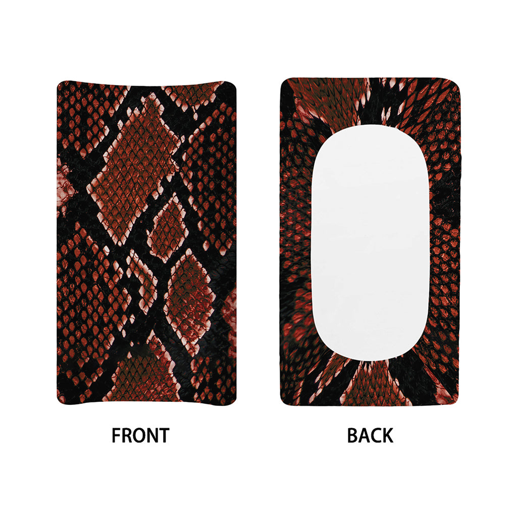 Brick Red Python Snakeskin Print Changing Pad Cover