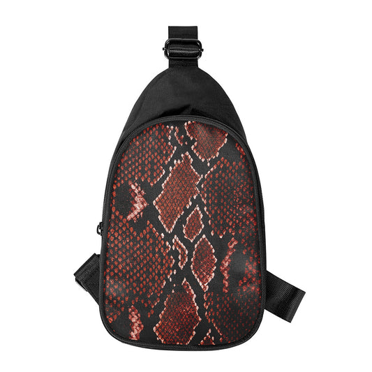 Brick Red Python Snakeskin Print Chest Bag
