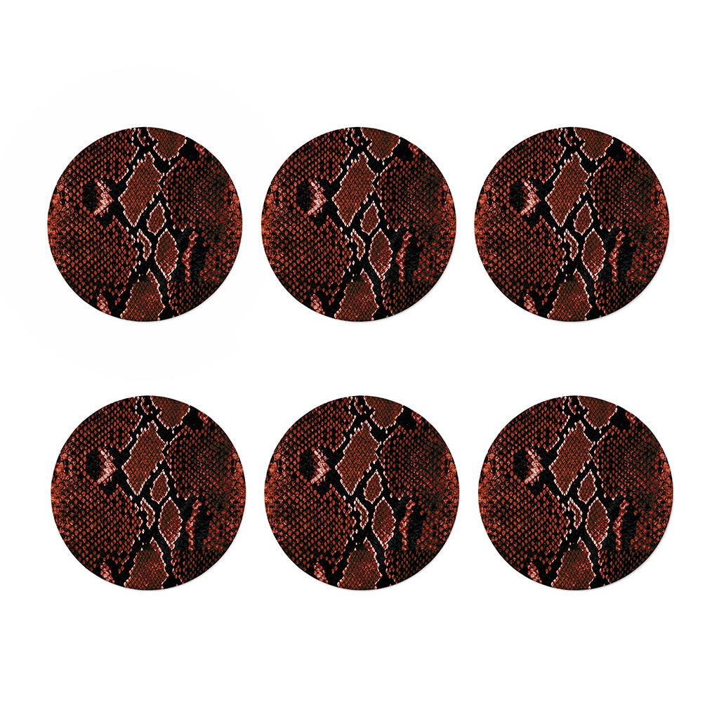 Brick Red Python Snakeskin Print Coaster Set