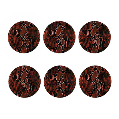 Brick Red Python Snakeskin Print Coaster Set