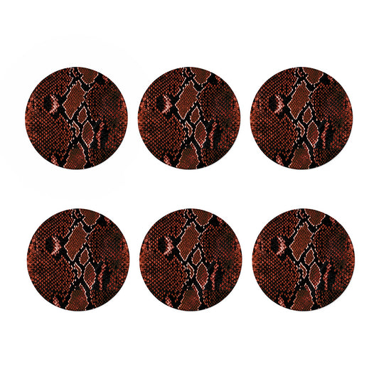 Brick Red Python Snakeskin Print Coaster Set