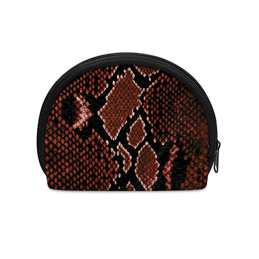 Brick Red Python Snakeskin Print Coin Purse
