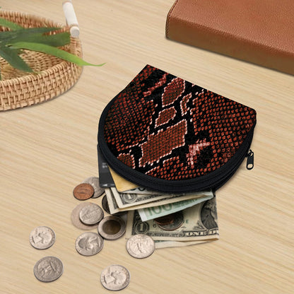 Brick Red Python Snakeskin Print Coin Purse