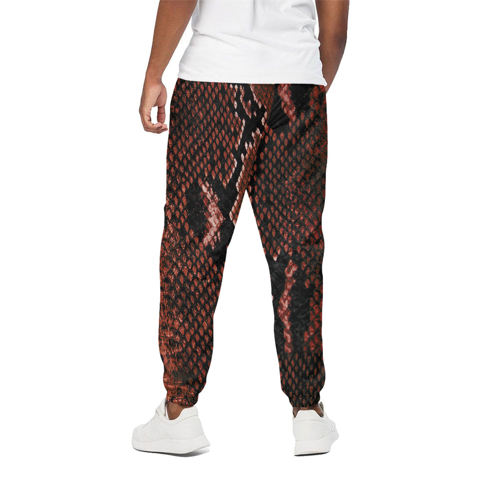 Brick Red Python Snakeskin Print Cotton Pants