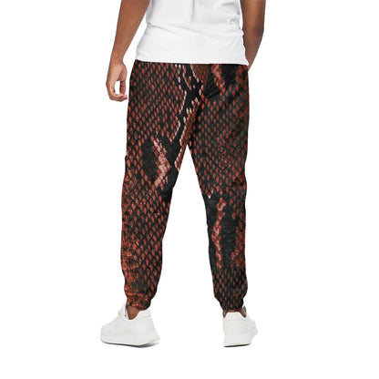 Brick Red Python Snakeskin Print Cotton Pants