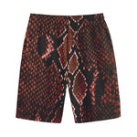 Brick Red Python Snakeskin Print Cotton Shorts