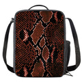 Brick Red Python Snakeskin Print Crossbody Lunch Bag