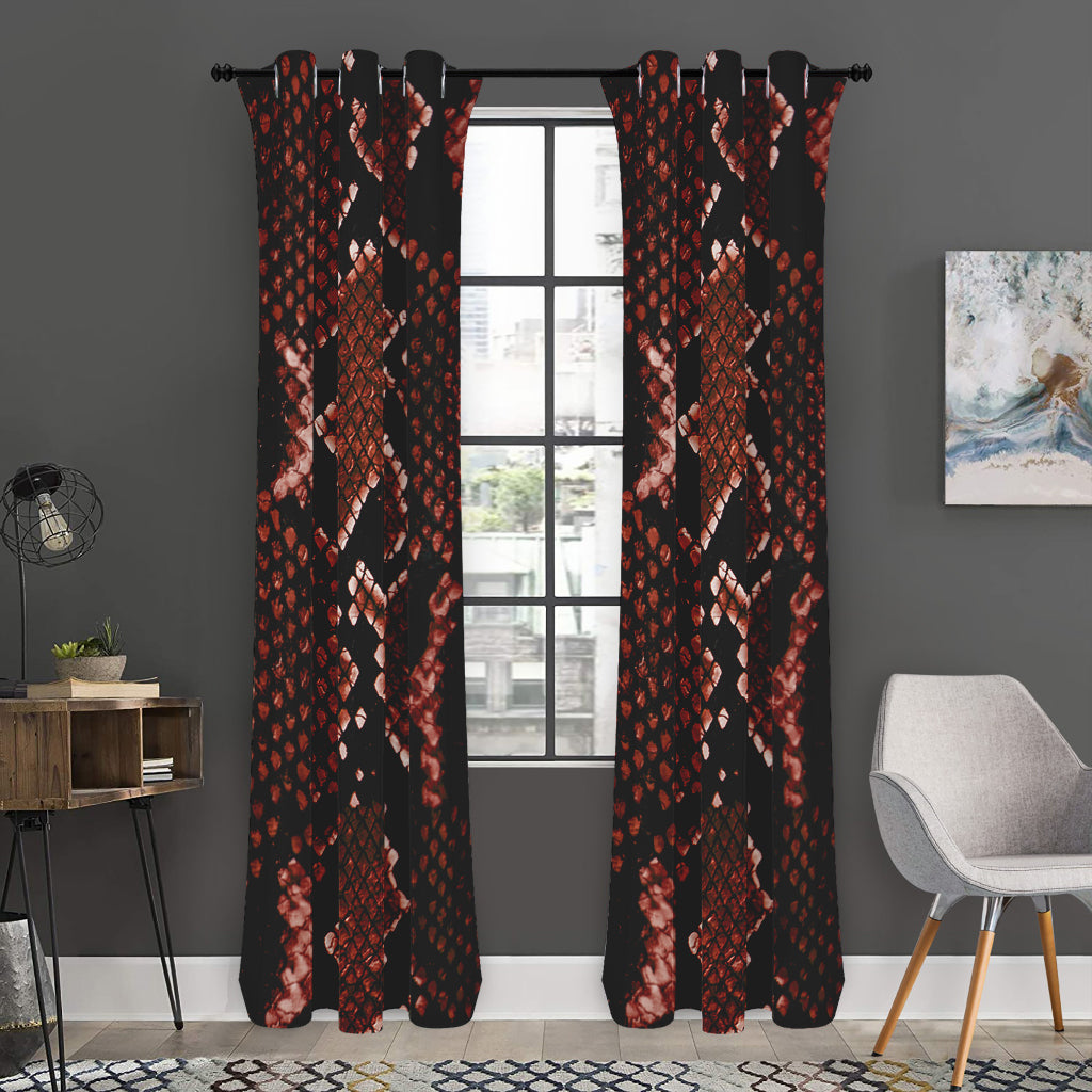 Brick Red Python Snakeskin Print Curtain