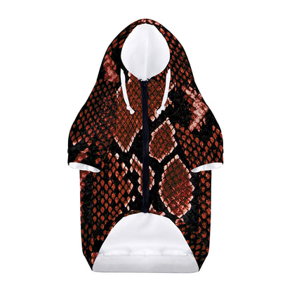 Brick Red Python Snakeskin Print Dog Zip Up Hoodie