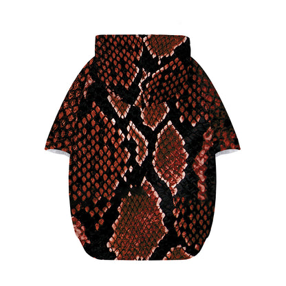 Brick Red Python Snakeskin Print Dog Zip Up Hoodie
