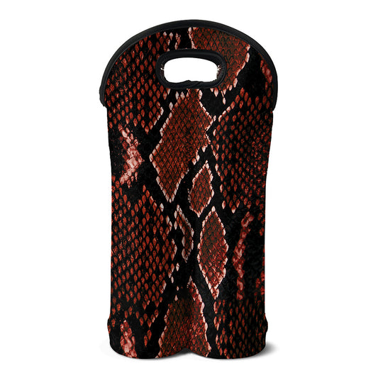 Brick Red Python Snakeskin Print Double Neoprene Wine Tote