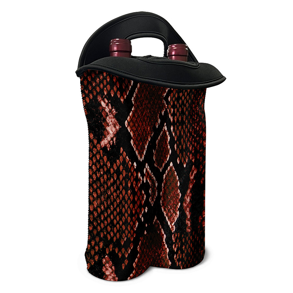 Brick Red Python Snakeskin Print Double Neoprene Wine Tote