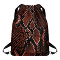 Brick Red Python Snakeskin Print Drawstring Backpack
