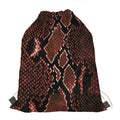 Brick Red Python Snakeskin Print Drawstring Bag