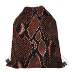 Brick Red Python Snakeskin Print Drawstring Bag