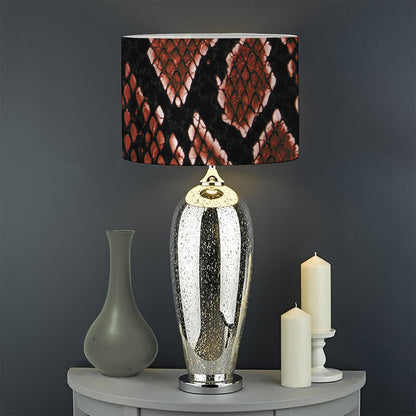 Brick Red Python Snakeskin Print Drum Lamp Shade