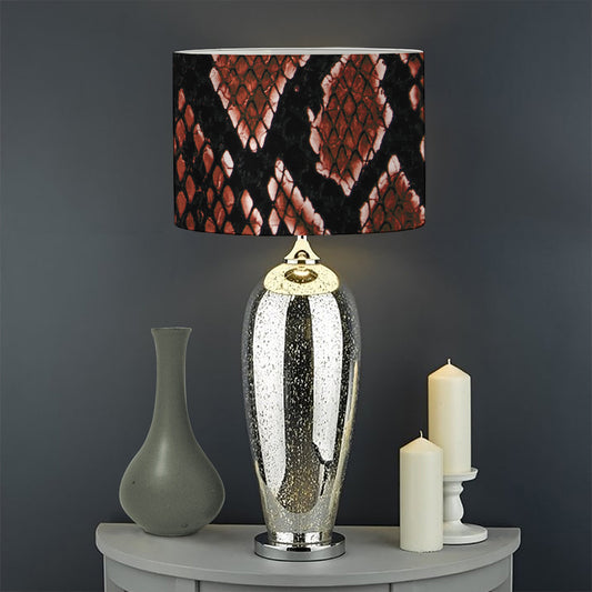 Brick Red Python Snakeskin Print Drum Lamp Shade