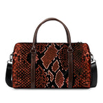 Brick Red Python Snakeskin Print Duffle Bag