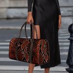 Brick Red Python Snakeskin Print Duffle Bag