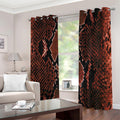 Brick Red Python Snakeskin Print Extra Wide Grommet Curtains