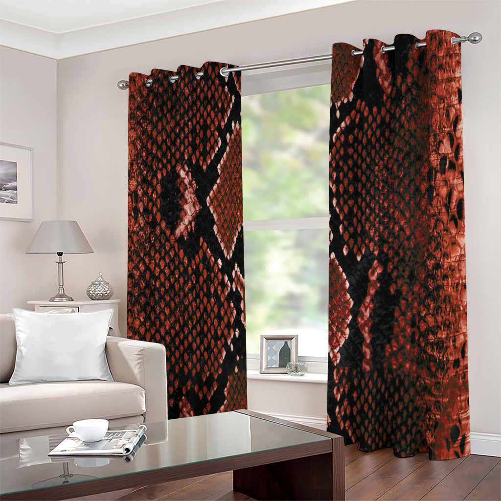 Brick Red Python Snakeskin Print Extra Wide Grommet Curtains