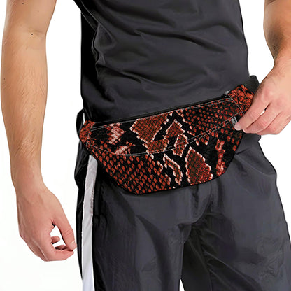 Brick Red Python Snakeskin Print Fanny Pack