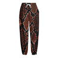 Brick Red Python Snakeskin Print Fleece Lined Knit Pants