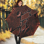Brick Red Python Snakeskin Print Foldable Umbrella