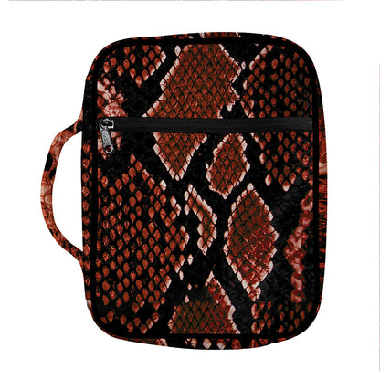 Brick Red Python Snakeskin Print Front Pocket Bible Bag