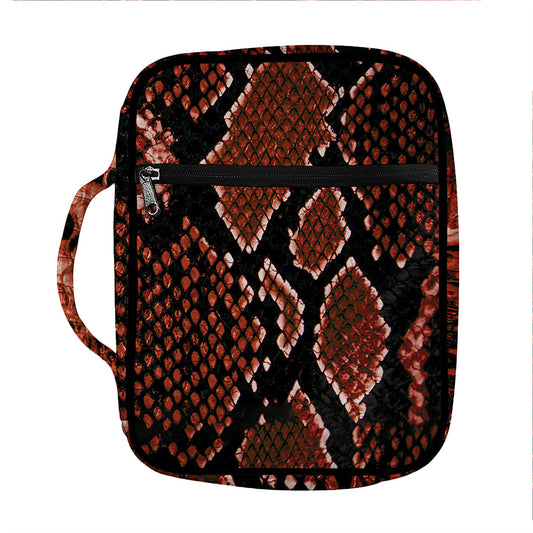 Brick Red Python Snakeskin Print Front Pocket Bible Bag