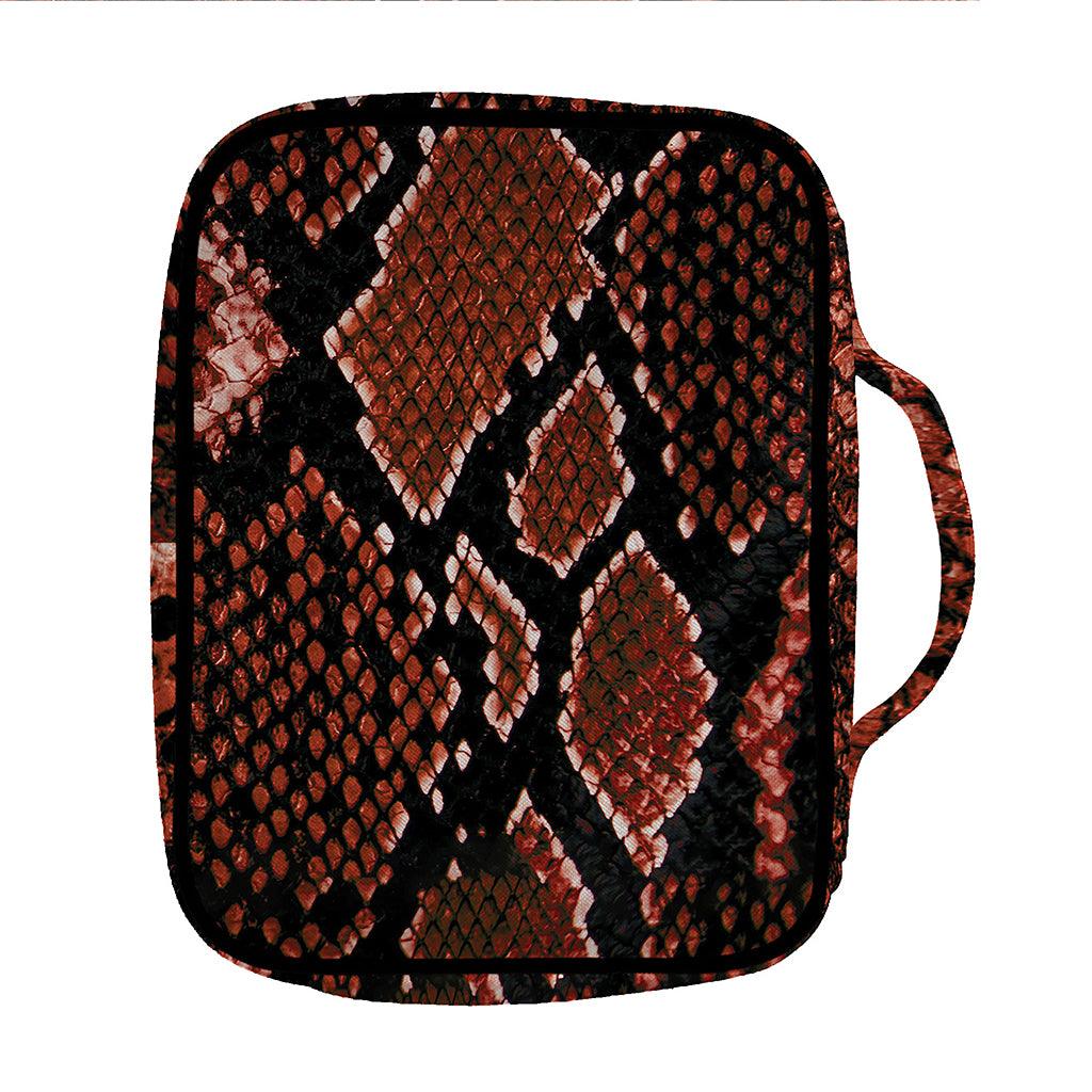Brick Red Python Snakeskin Print Front Pocket Bible Bag