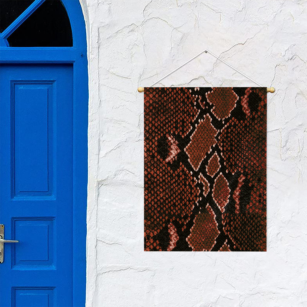 Brick Red Python Snakeskin Print Garden Flag