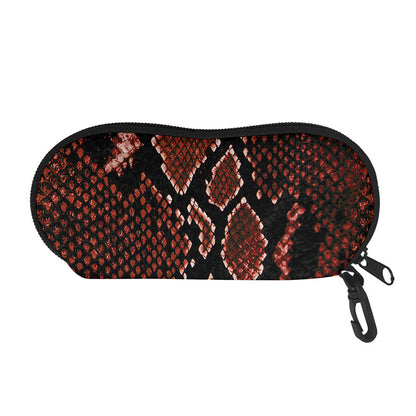 Brick Red Python Snakeskin Print Glasses Case