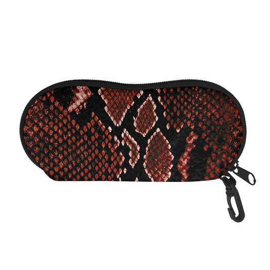 Brick Red Python Snakeskin Print Glasses Case