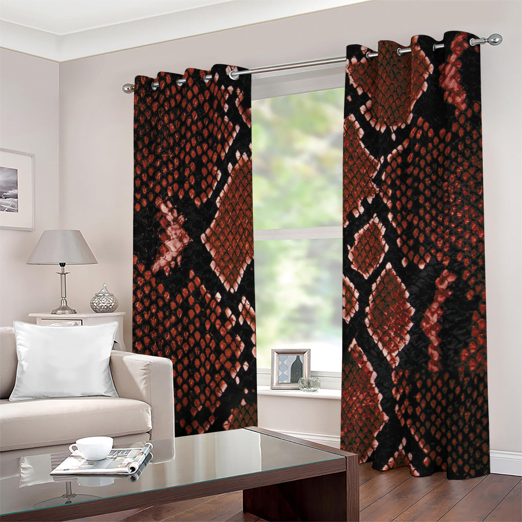Brick Red Python Snakeskin Print Grommet Curtains