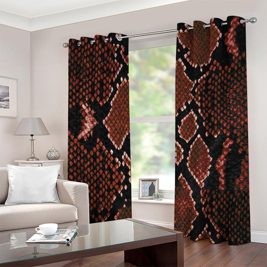 Brick Red Python Snakeskin Print Grommet Curtains