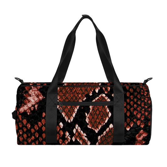 Brick Red Python Snakeskin Print Gym Bag